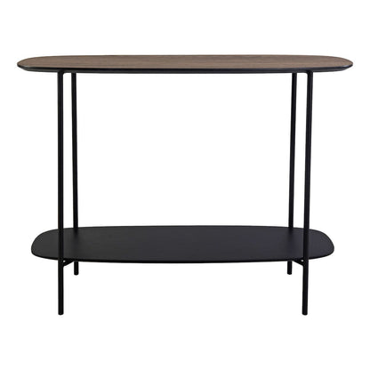 Mocha Veneer Console Table with Matt Black