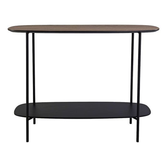 Mocha Veneer Console Table with Matt Black