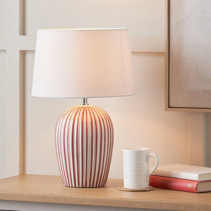 Mulberry Striped Ceramic Table Lamp with Shade