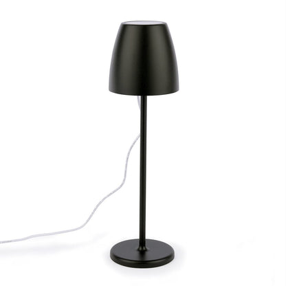 Black table lamp with a white background