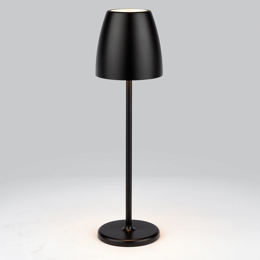 Black table lamp on a light gray background