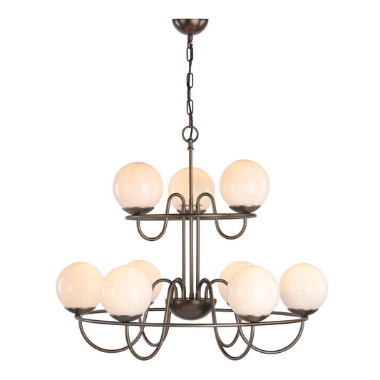 David Hunt Nebula 9 Light Antique Brass Pendant