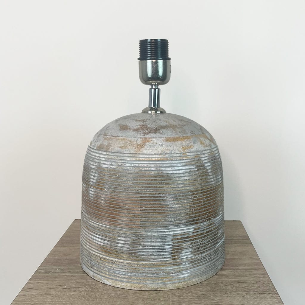 Nelu Warm Grey Wash Engraved Table Lamp with Bodie Ecru Boucle Shade