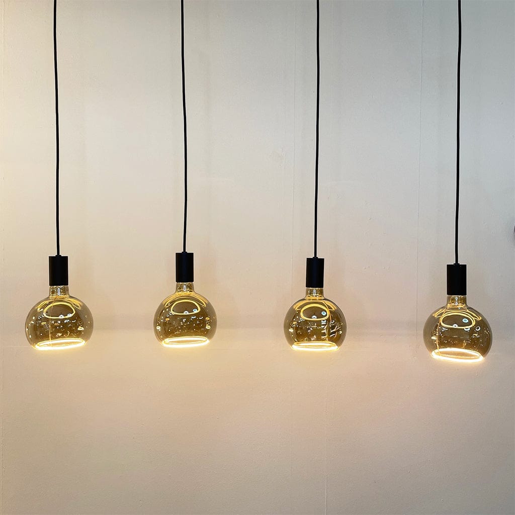 Neptune 4 Light Black Suspension Bar with Smoked Bulbs