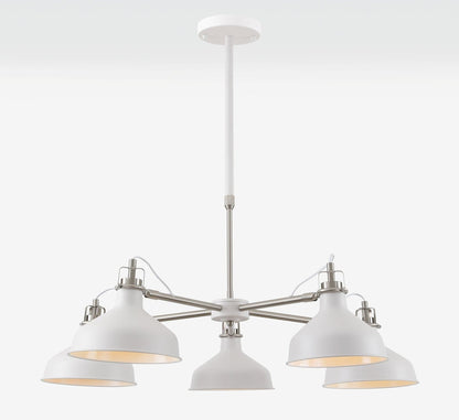 Norway 5 Light White Satin Nickel Pendant