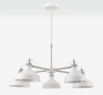 Norway 5 Light White Satin Nickel Pendant