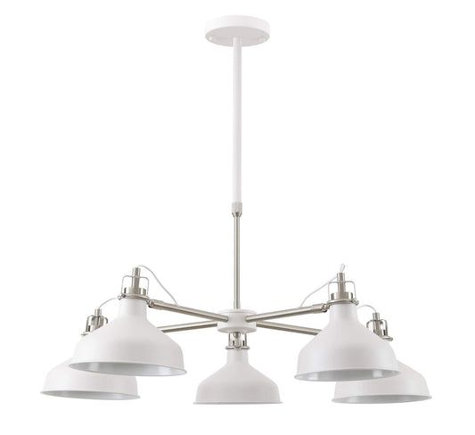 Norway 5lt Pendant White Satin Nickel