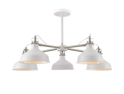 Norway 5 Light White Satin Nickel Pendant