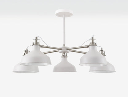 Norway 5 Light White Satin Nickel Pendant