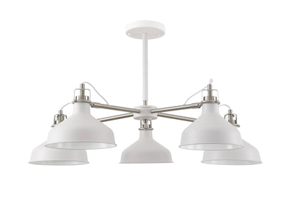 Norway 5 Light White Satin Nickel Pendant