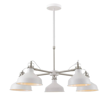 Norway 5 Light White Satin Nickel Pendant