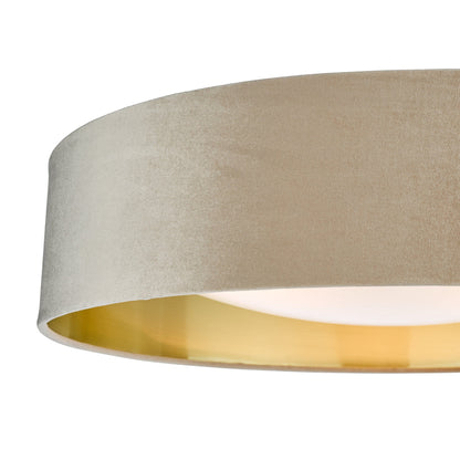 Velda 3 Light Flush with 60cm Velvet Taupe Shade