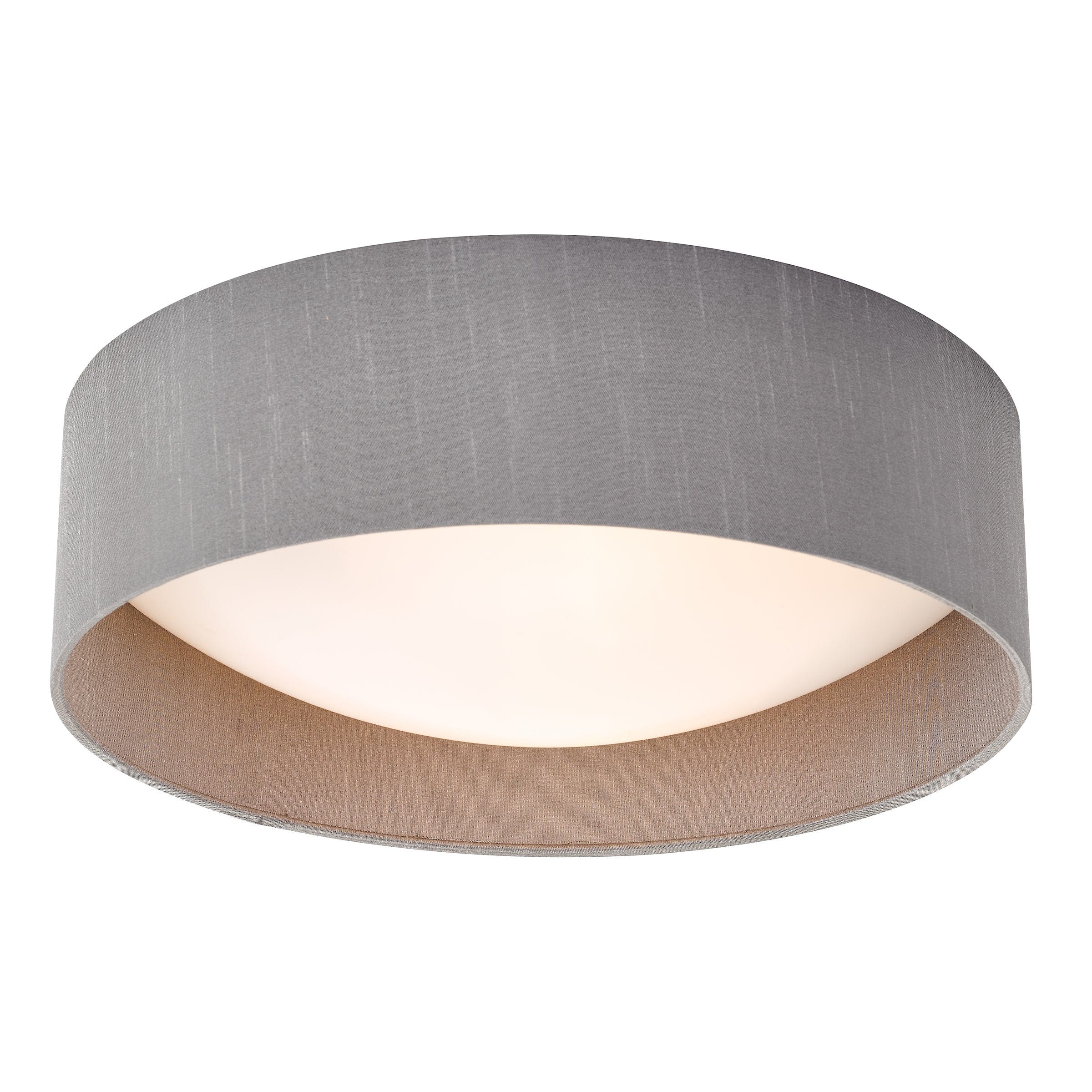 Velda 2 Light Flush with 40cm Grey Faux Silk