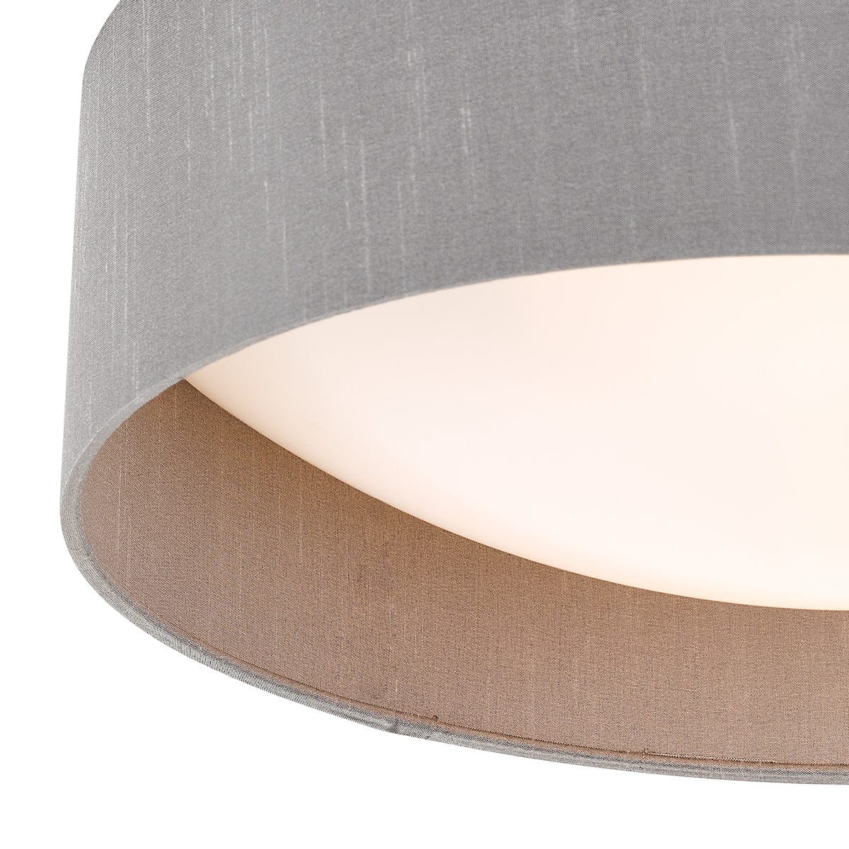 Velda 2 Light Flush with 40cm Grey Faux Silk