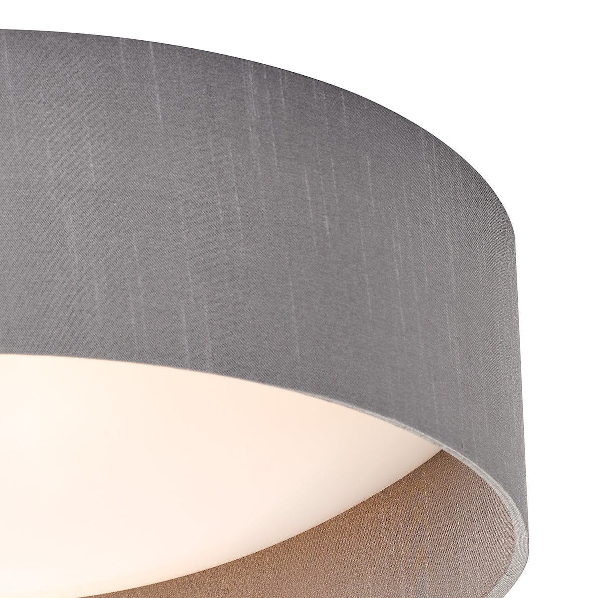 Velda 2 Light Flush with 40cm Grey Faux Silk