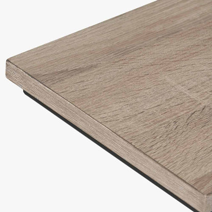 Natural Wood Veneer and Black Metal Supper Side Table