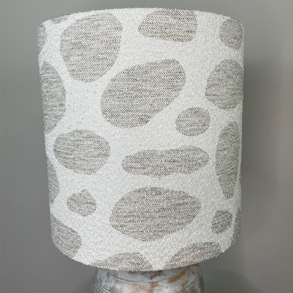 Nelu Warm Grey Wash Engraved Table Lamp with Bodie Ecru Boucle Shade