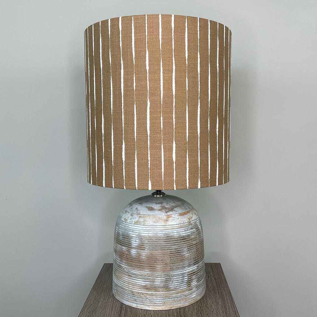 Nelu Warm Grey Wash Engraved Table Lamp with Luis Desert Shade