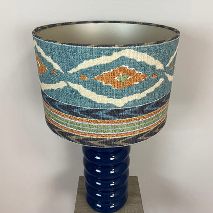 Nomad Blue Glass Table Lamp with Santana Linen Shade