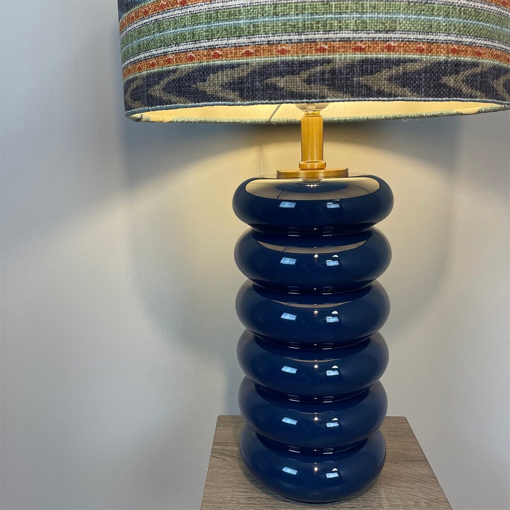 Nomad Blue Glass Table Lamp with Santana Linen Shade