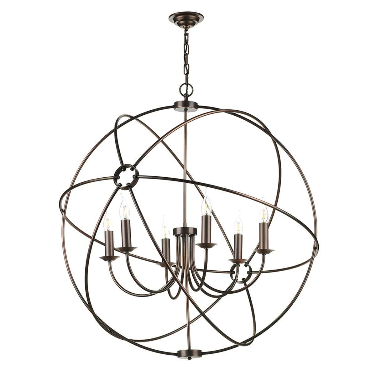 David Hunt Orb 6 Light Pendant Antique Copper