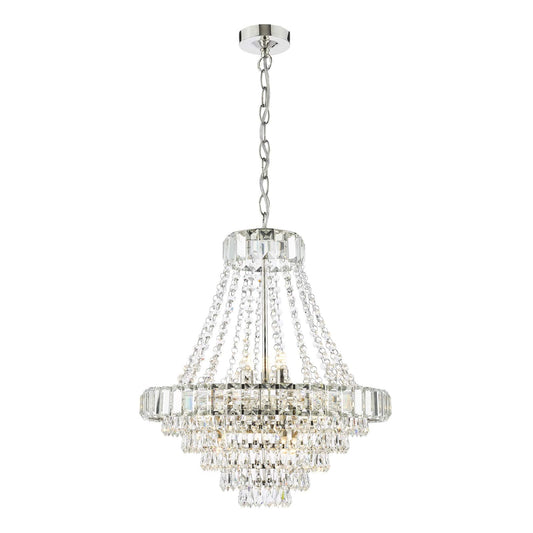 Osborne House 12 Light Chandelier Polished Nickel and Crystal