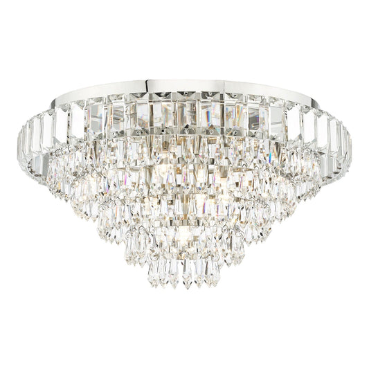 Osborne House 7 Light Flush Polished Nickel and Crystal