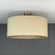 Angora Faux Silk Pendant Shade with Anthology Gold Marble Wallpaper Lining