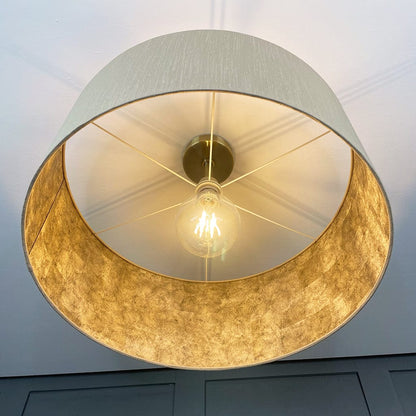 Angora Faux Silk Pendant Shade with Anthology Gold Marble Wallpaper Lining