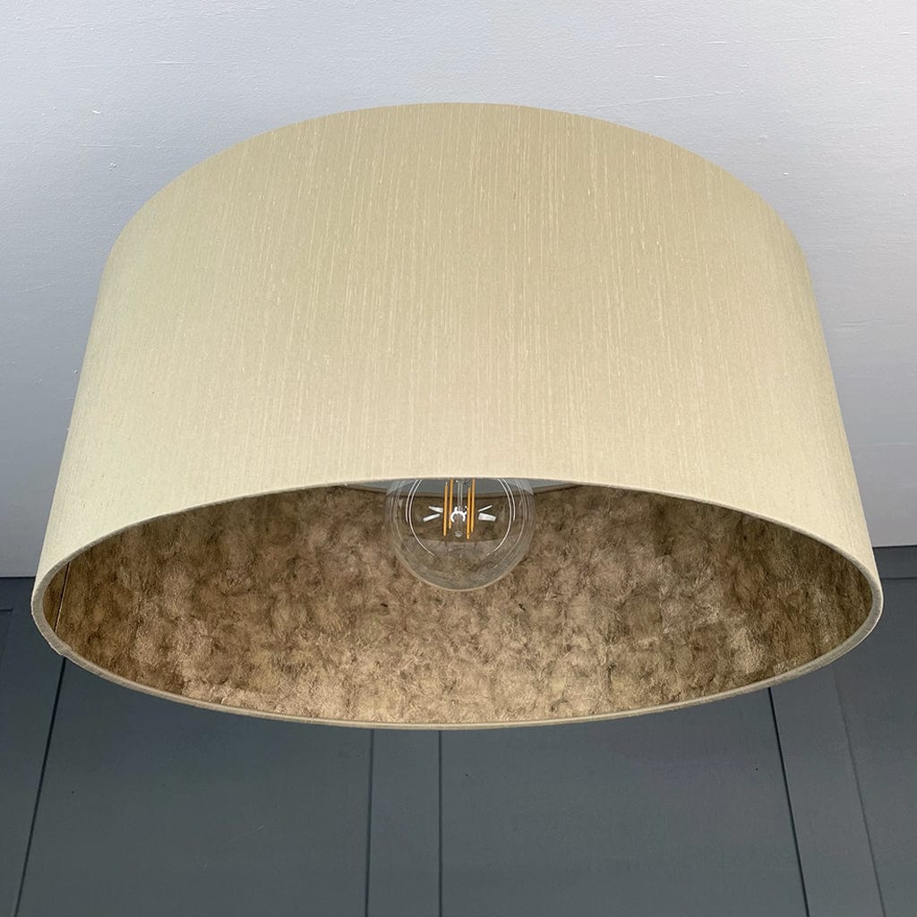 Angora Faux Silk Pendant Shade with Anthology Gold Marble Wallpaper Lining