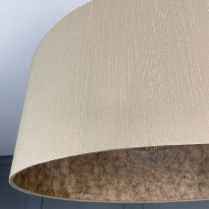 Angora Faux Silk Pendant Shade with Anthology Gold Marble Wallpaper Lining