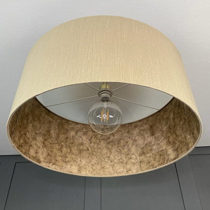 Angora Faux Silk Pendant Shade with Anthology Gold Marble Wallpaper Lining