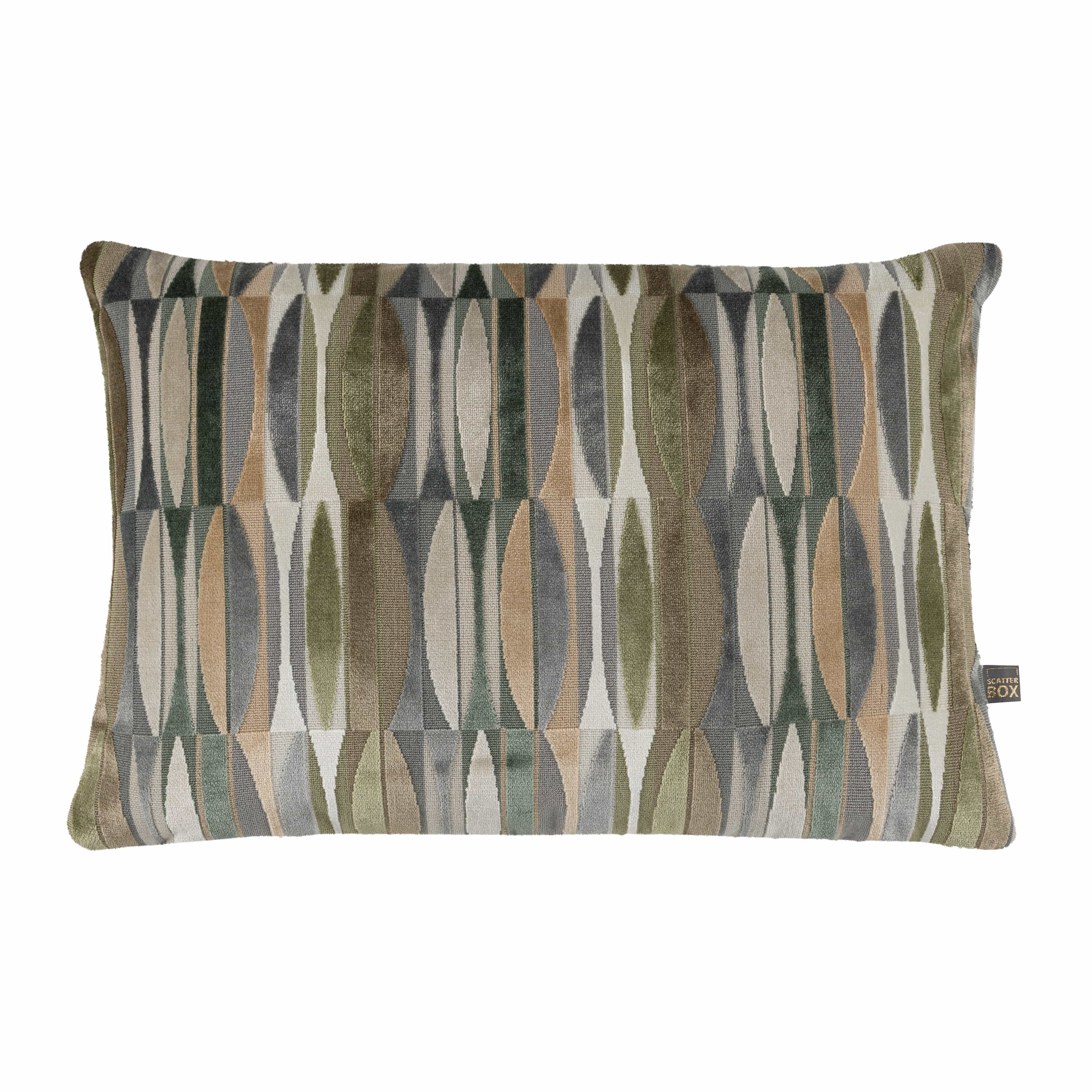 Decorative pillow with geometric pattern on a white background