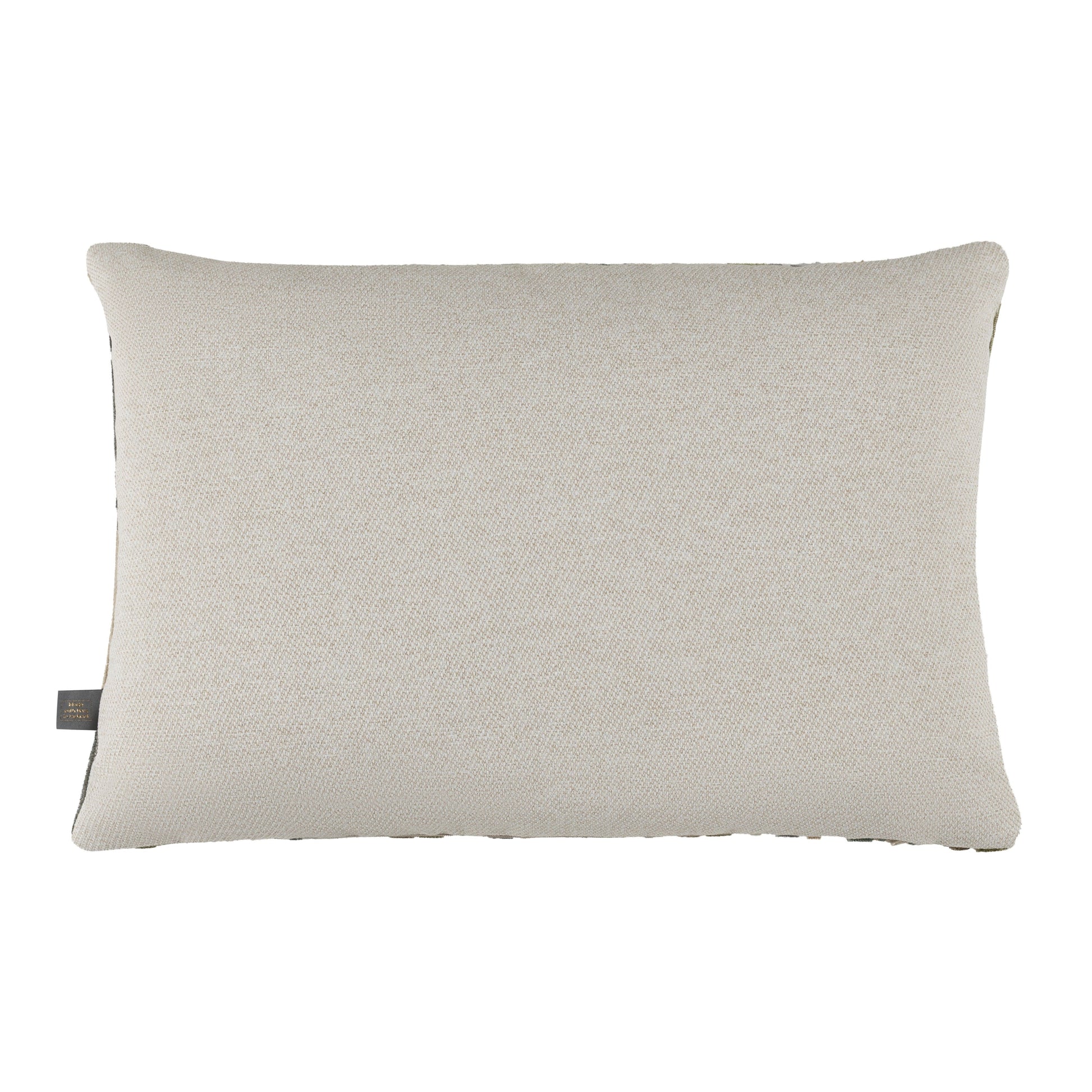 Textured beige pillow on a white background