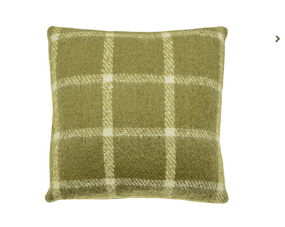 Olive Faux Mohair Chequered Cushion