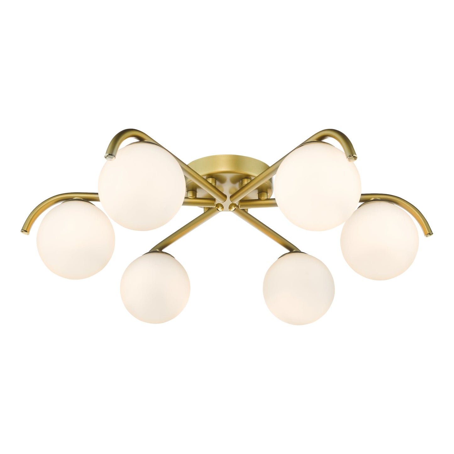 Orlena 6 Light Flush Satin Gold and Opal Glass