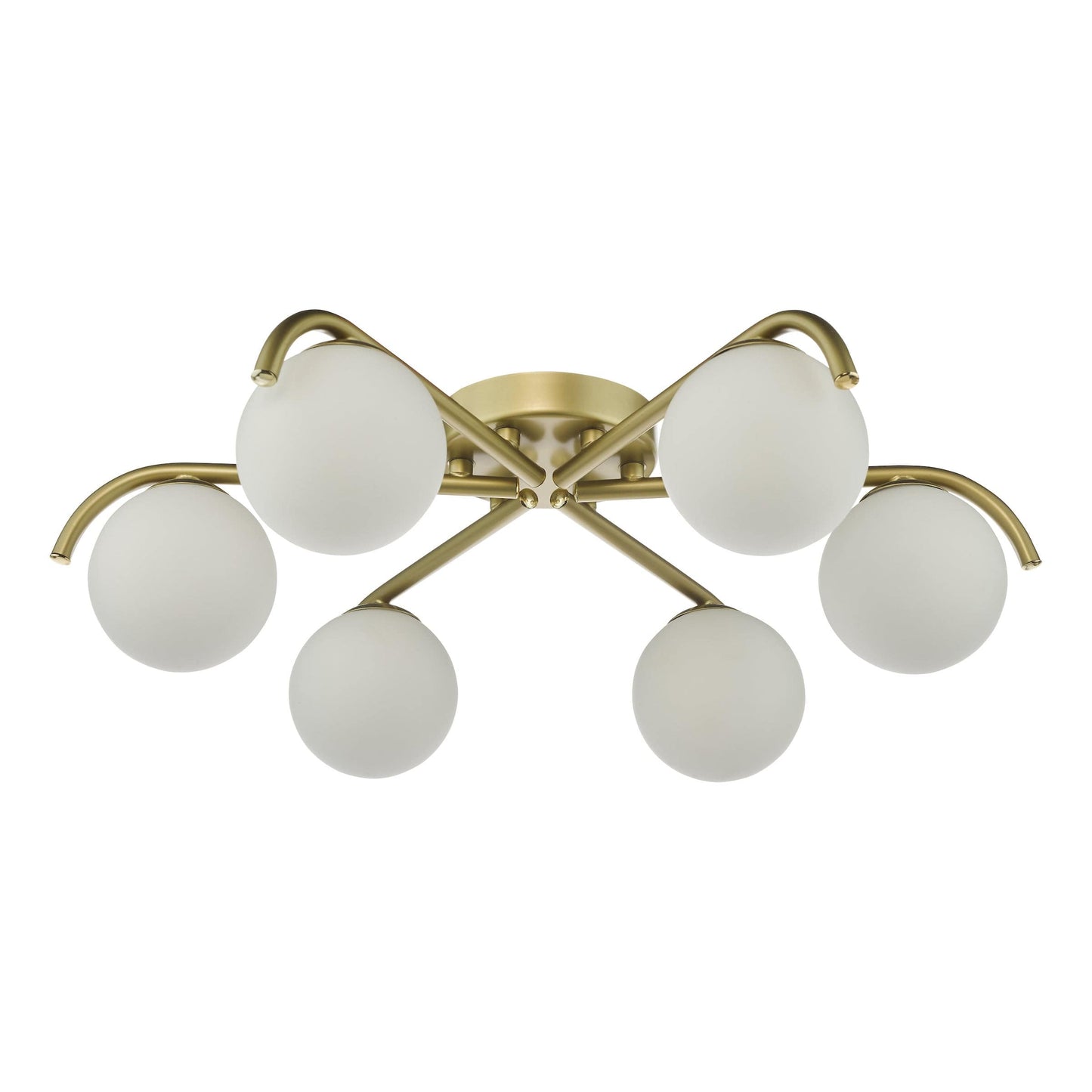 Orlena 6 Light Flush Satin Gold and Opal Glass