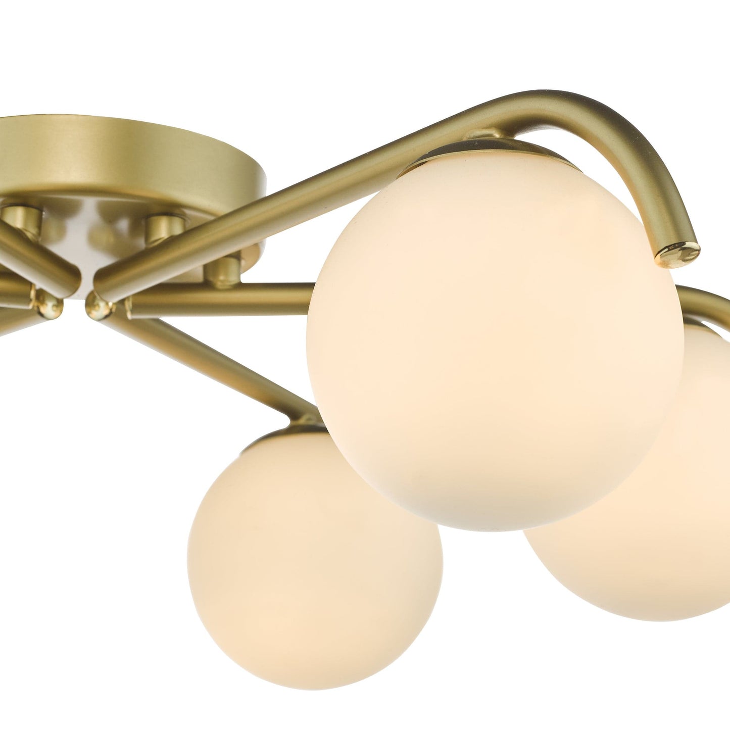 Orlena 6 Light Flush Satin Gold and Opal Glass