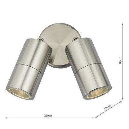 Ortega Outdoor 2 Light Wall Spotlight Aluminium IP65