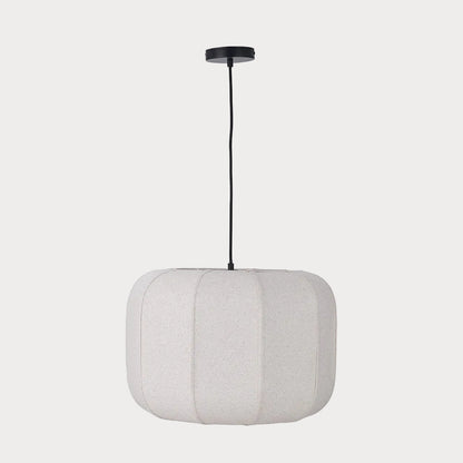 White pendant lamp with black fixture on a white background