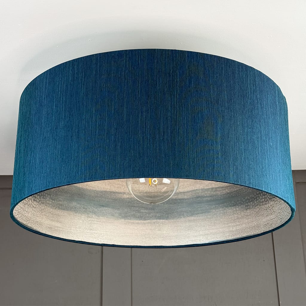 Otter Ferry Wallpaper Lined Pendant Shade with Tussah Sapphire