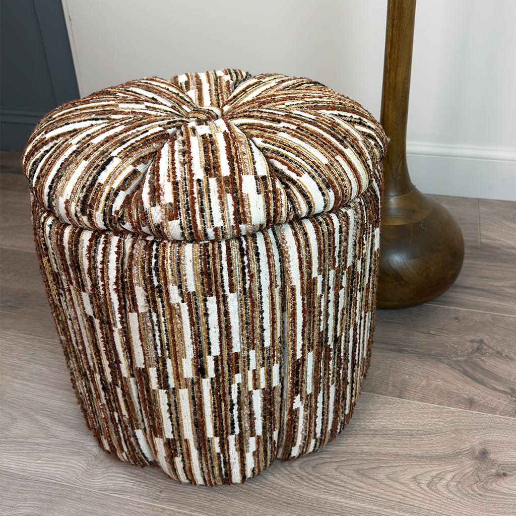 Ottoman Stool Orange Stitch