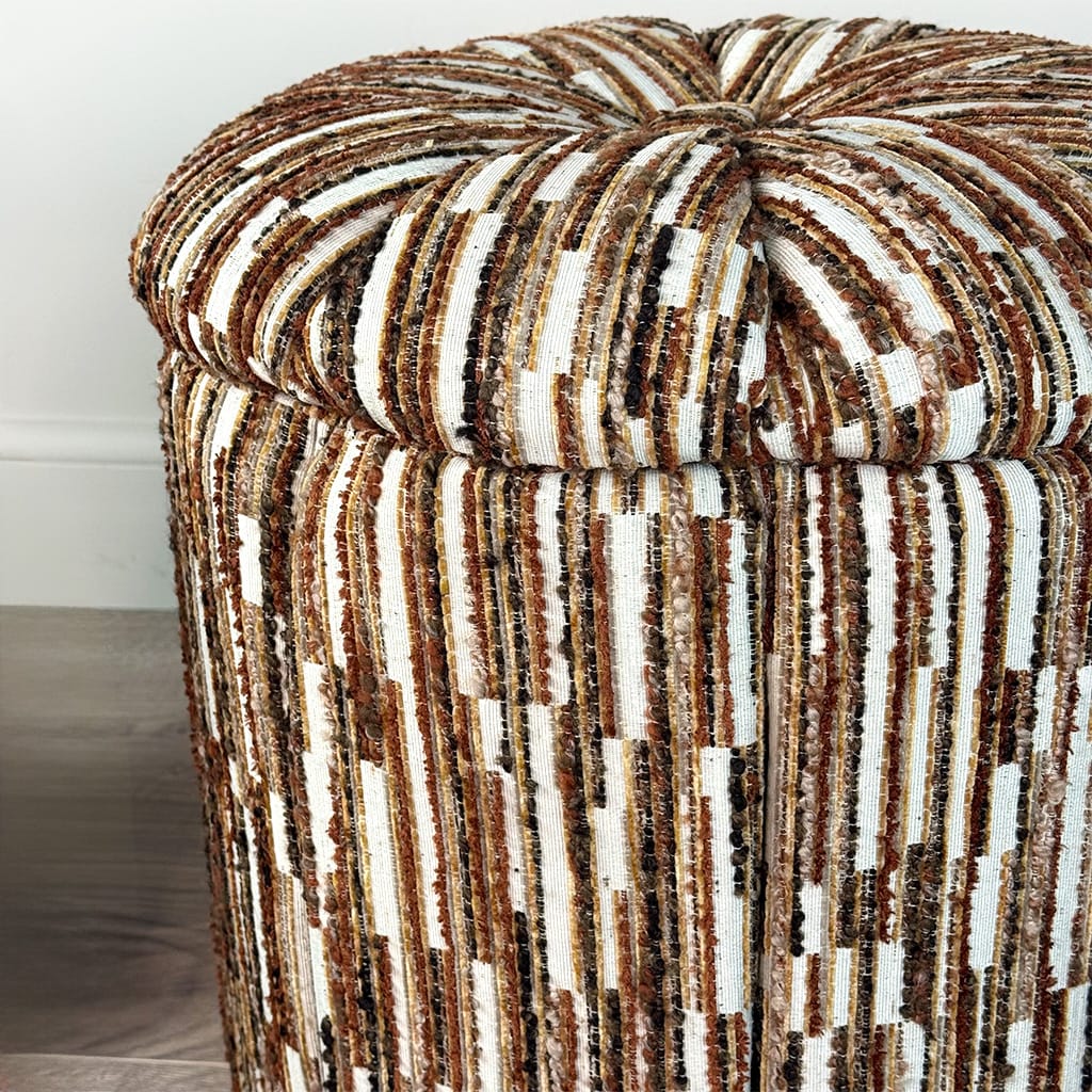Ottoman Stool Orange Stitch