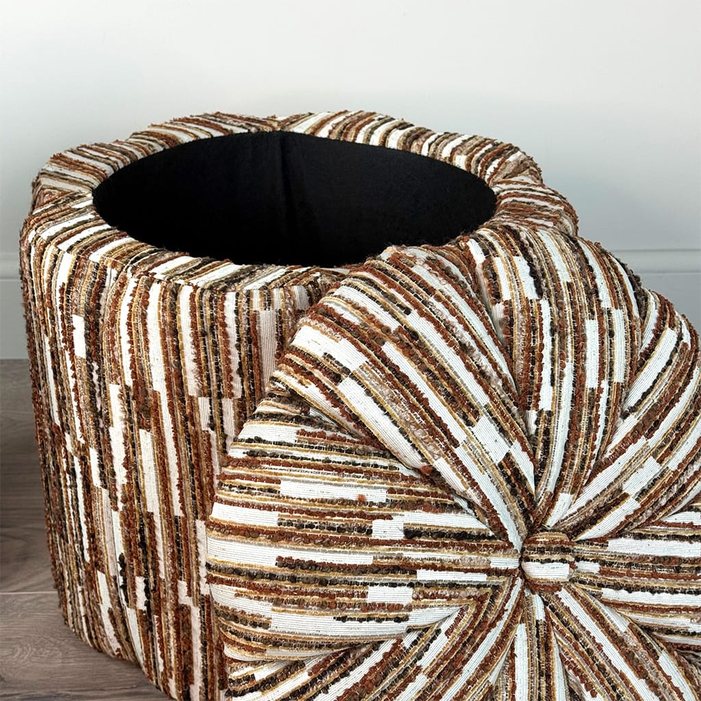 Ottoman Stool Orange Stitch