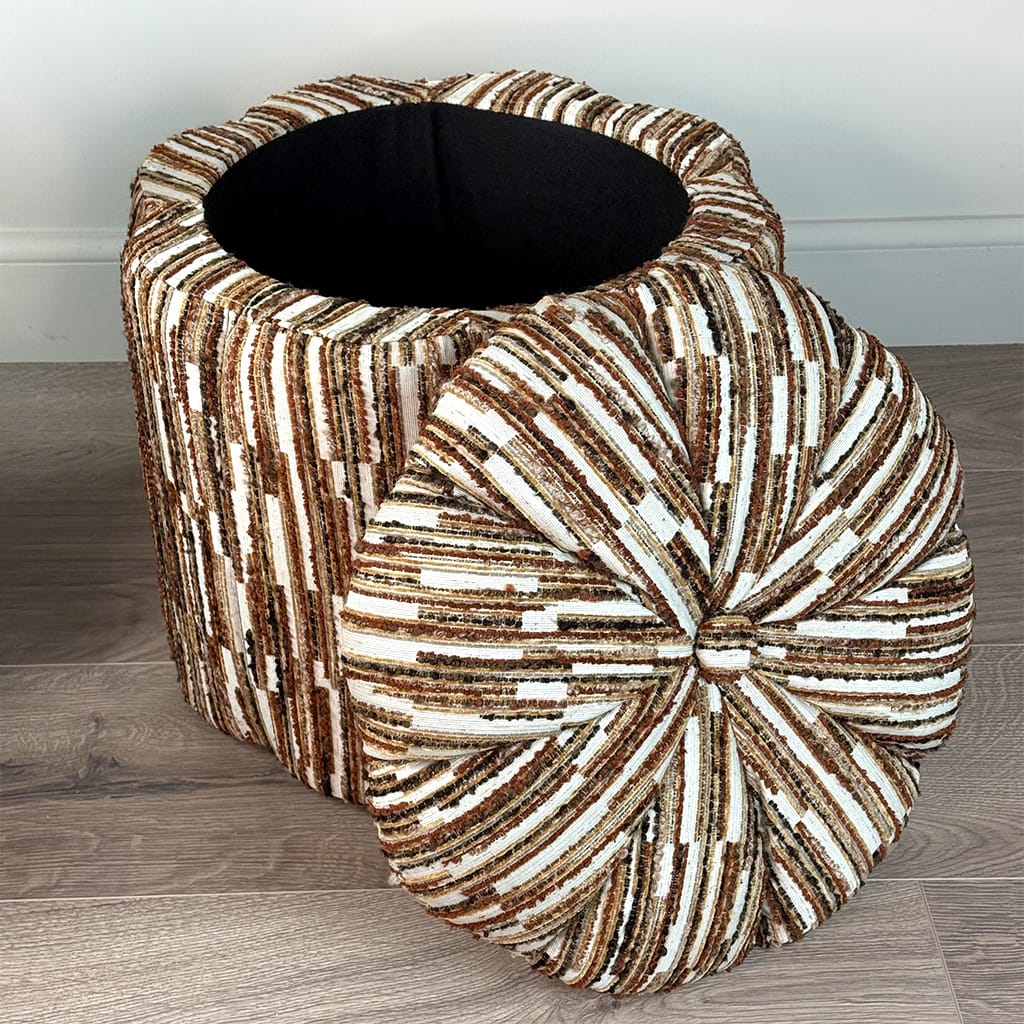Ottoman Stool Orange Stitch