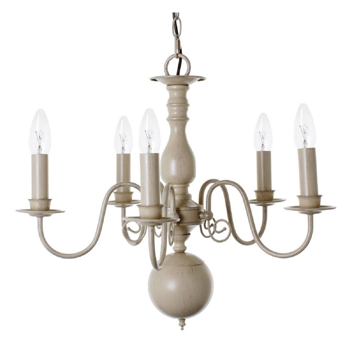 Flemish 5 Light Cream Painted Chandelier