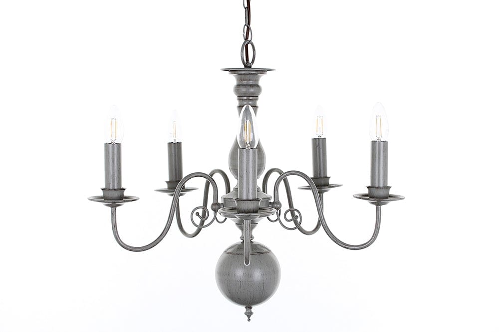 Flemish Grey 5 Light Grey Chandelier