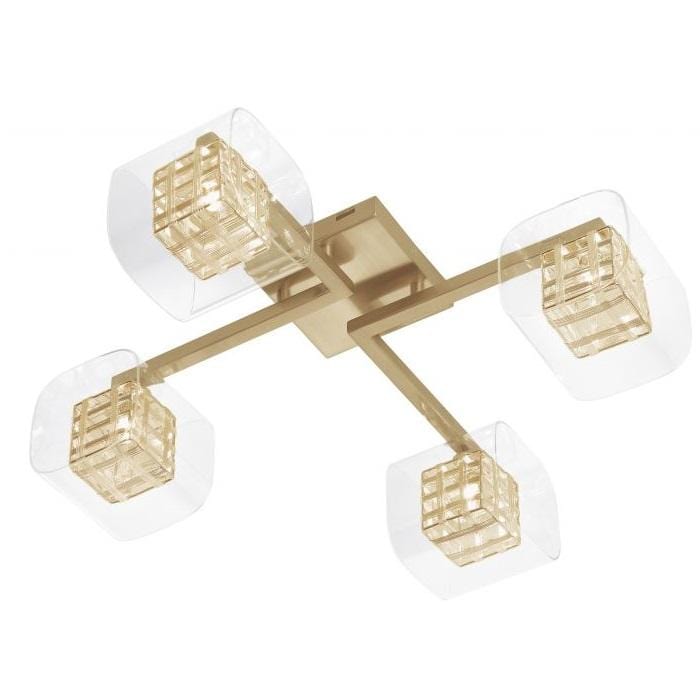 Avignon Glass/Wire Flush Ceiling Light Gold