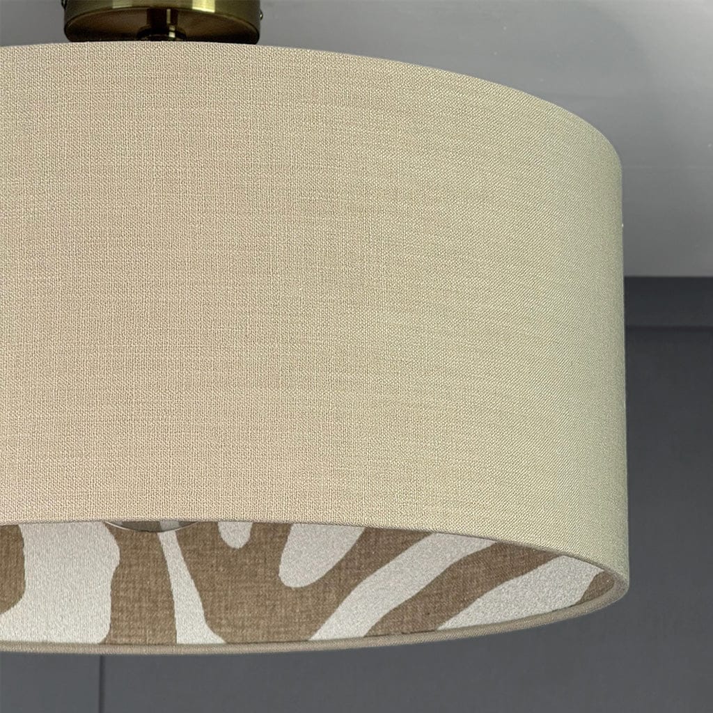 Parchment Linen Pendant Shade Lined with Boucle Sigrid Birch