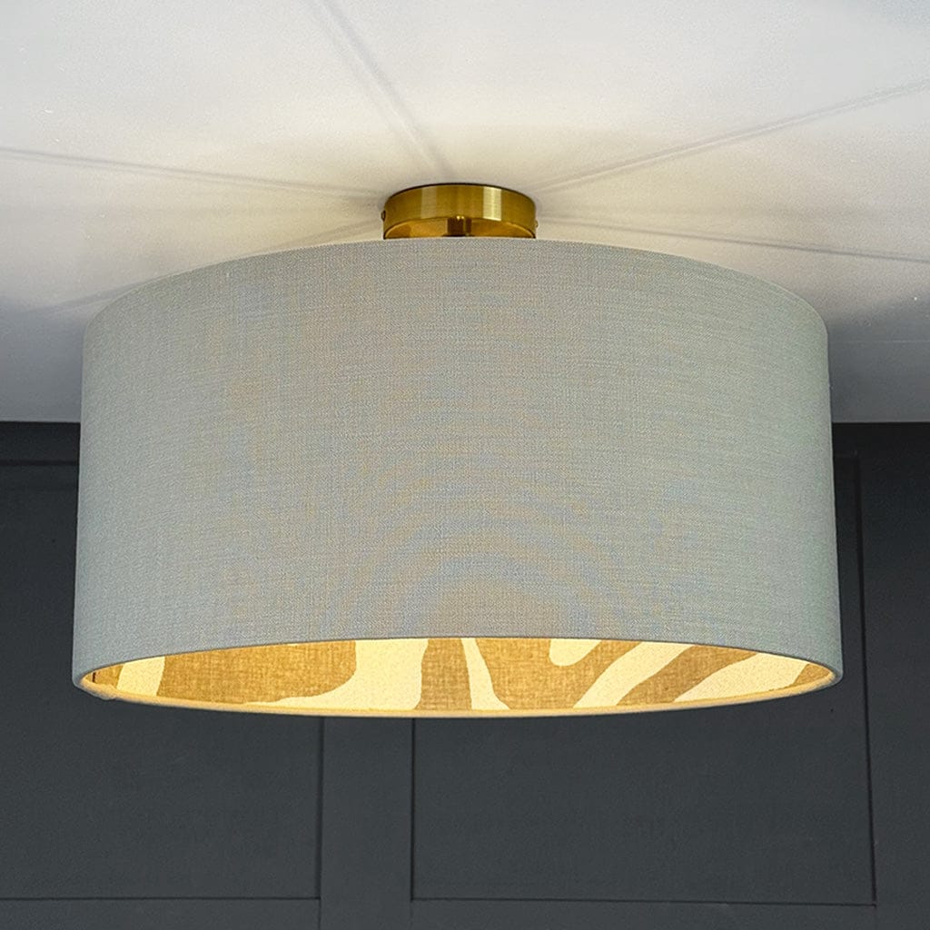 Parchment Linen Pendant Shade Lined with Boucle Sigrid Birch
